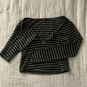 Black Striped Crop Top